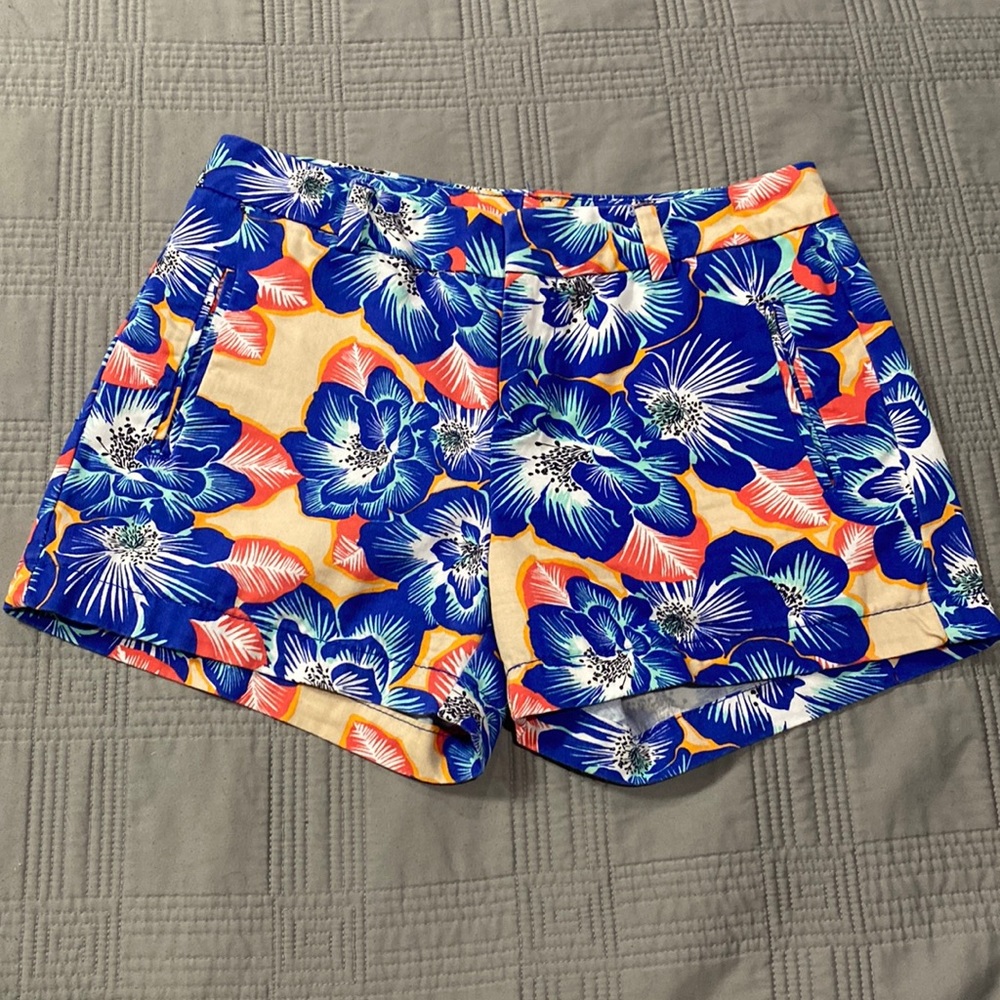Floral Hawaiian Blue and Peach Shorts